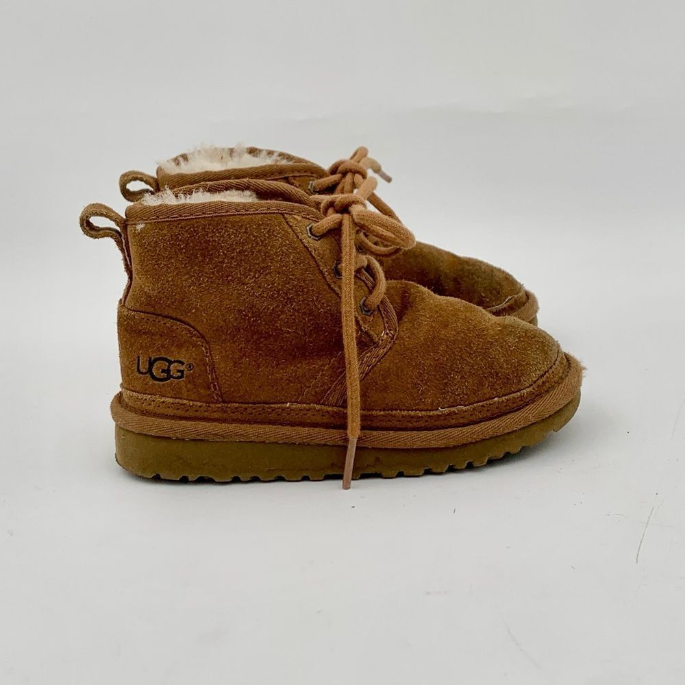 UGG Neumel Lace Up Suede Boots Toddler Size 10 Chestnut